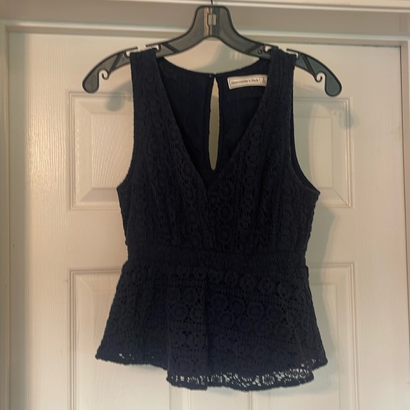Abercrombie & Fitch Navy Lace Tank Top - Picture 1 of 4